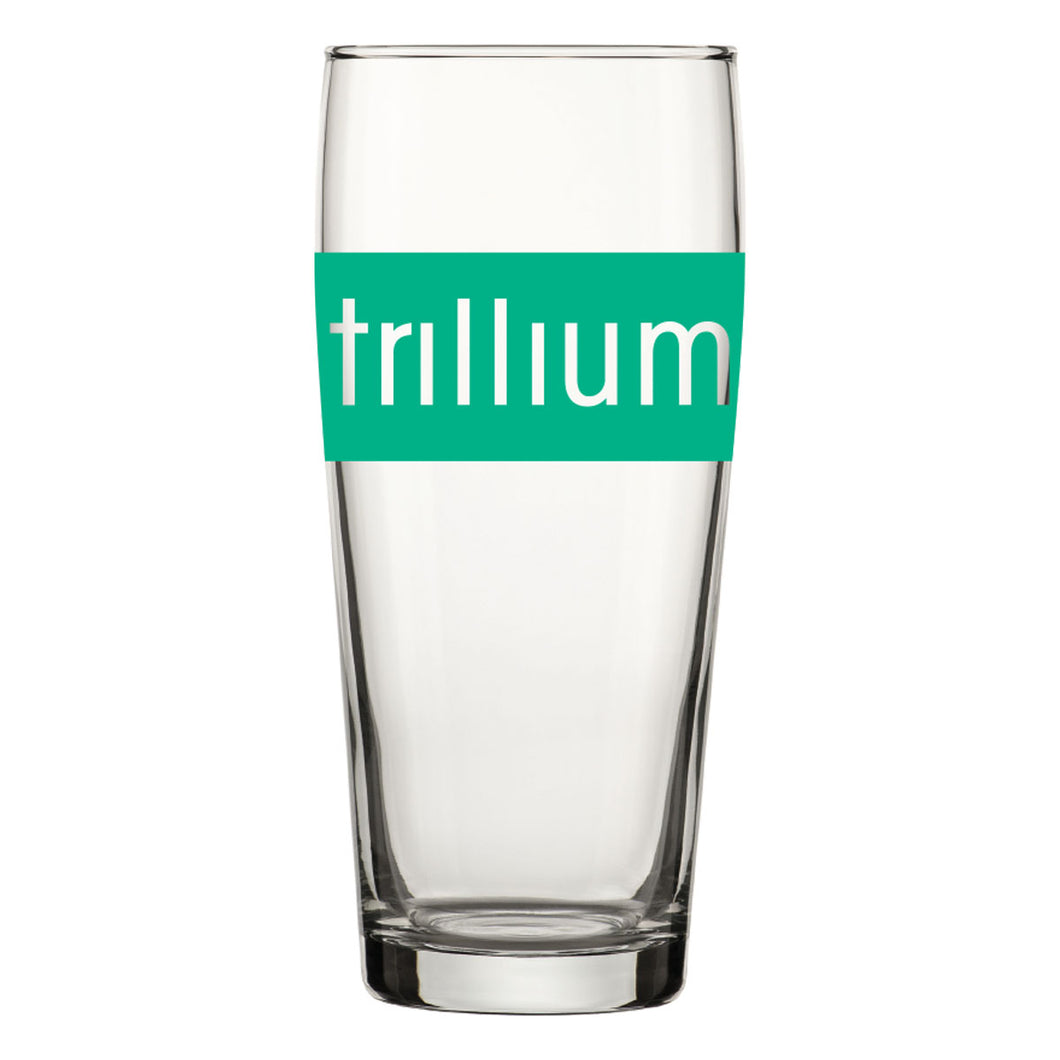 Trillium Wrap Logo 16oz. Pub Glass