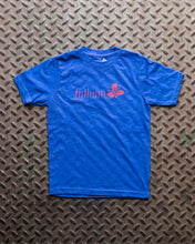 Load image into Gallery viewer, Kids Trillium Brewing Kids T-Shirt in blue with red text
