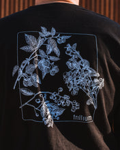 Load image into Gallery viewer, Upclose photograph of back of shirt with detailed artwork illustration
